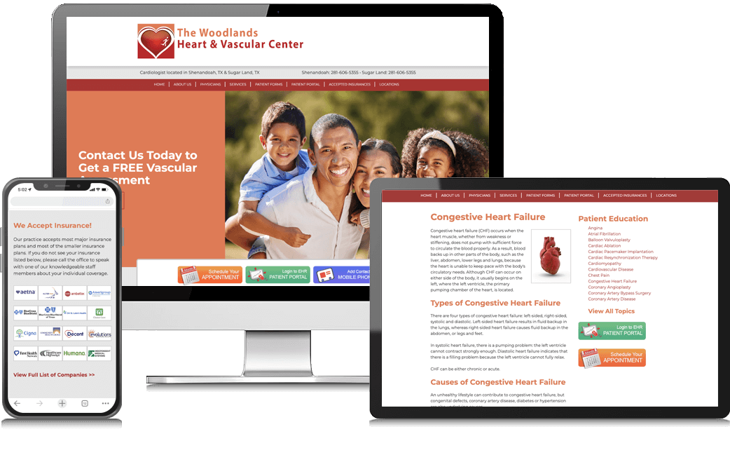 The Woodlands Heart & Vascular Center Website Example